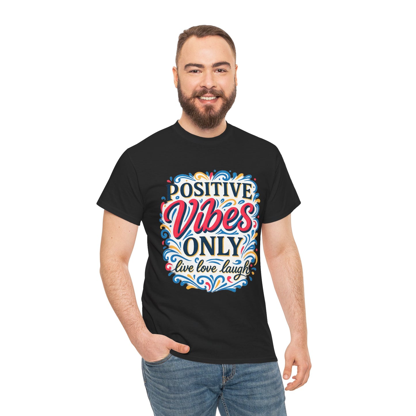 Positive Vibes Unisex Heavy Cotton Tee | Casual Wear, Gift for Friends, or Everyday Comfort