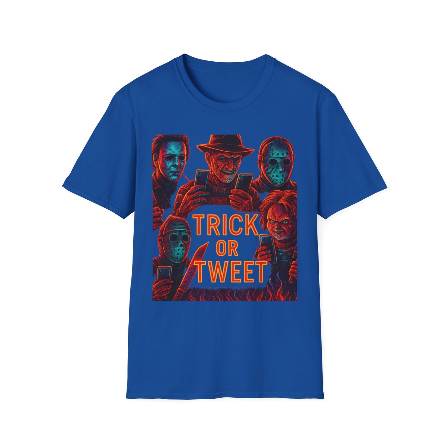 Trick or Tweet Unisex Softstyle T-Shirt, Halloween Tee, Funny Graphic Shirt, Costume Party Shirt, Fall Apparel, Spooky Style
