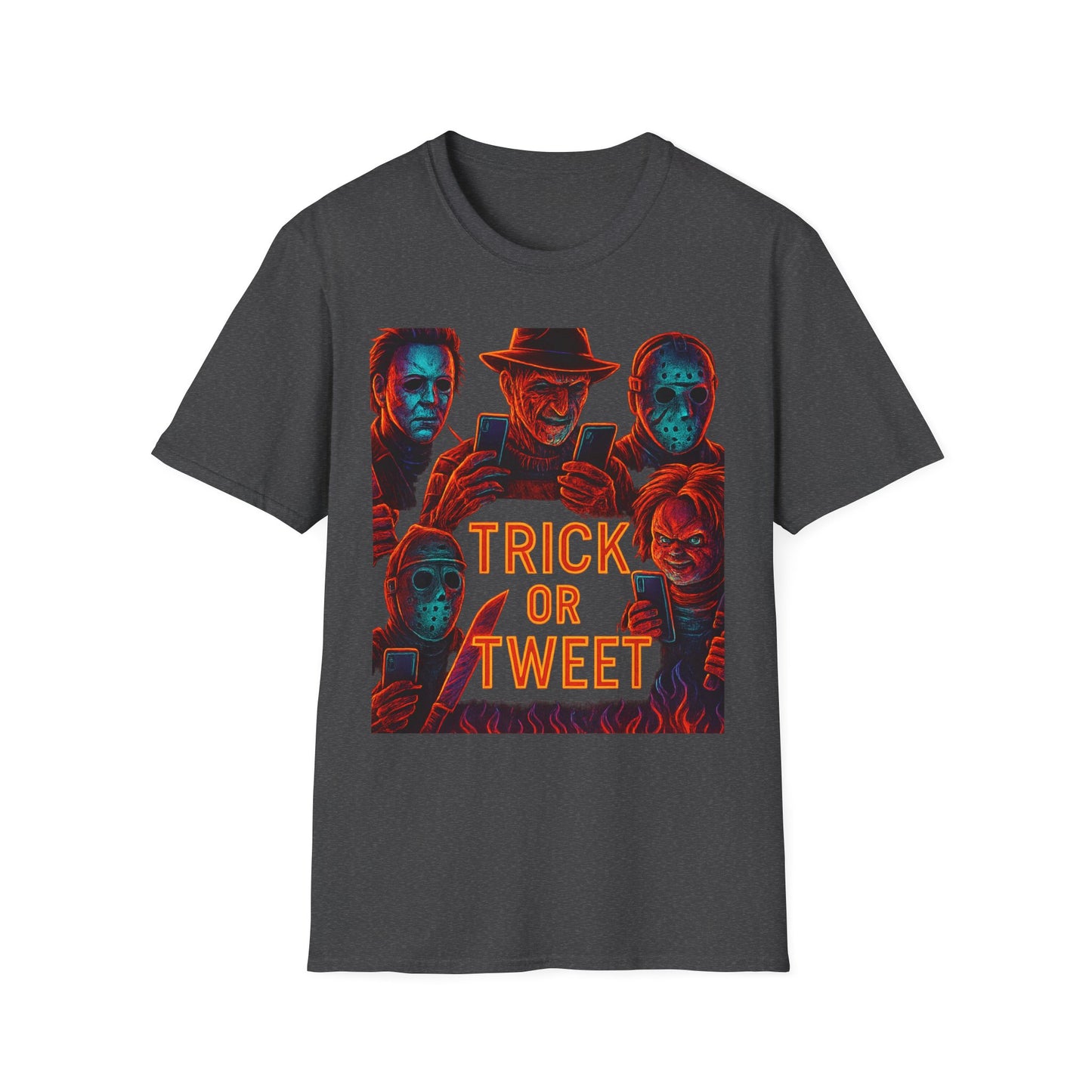 Trick or Tweet Unisex Softstyle T-Shirt, Halloween Tee, Funny Graphic Shirt, Costume Party Shirt, Fall Apparel, Spooky Style