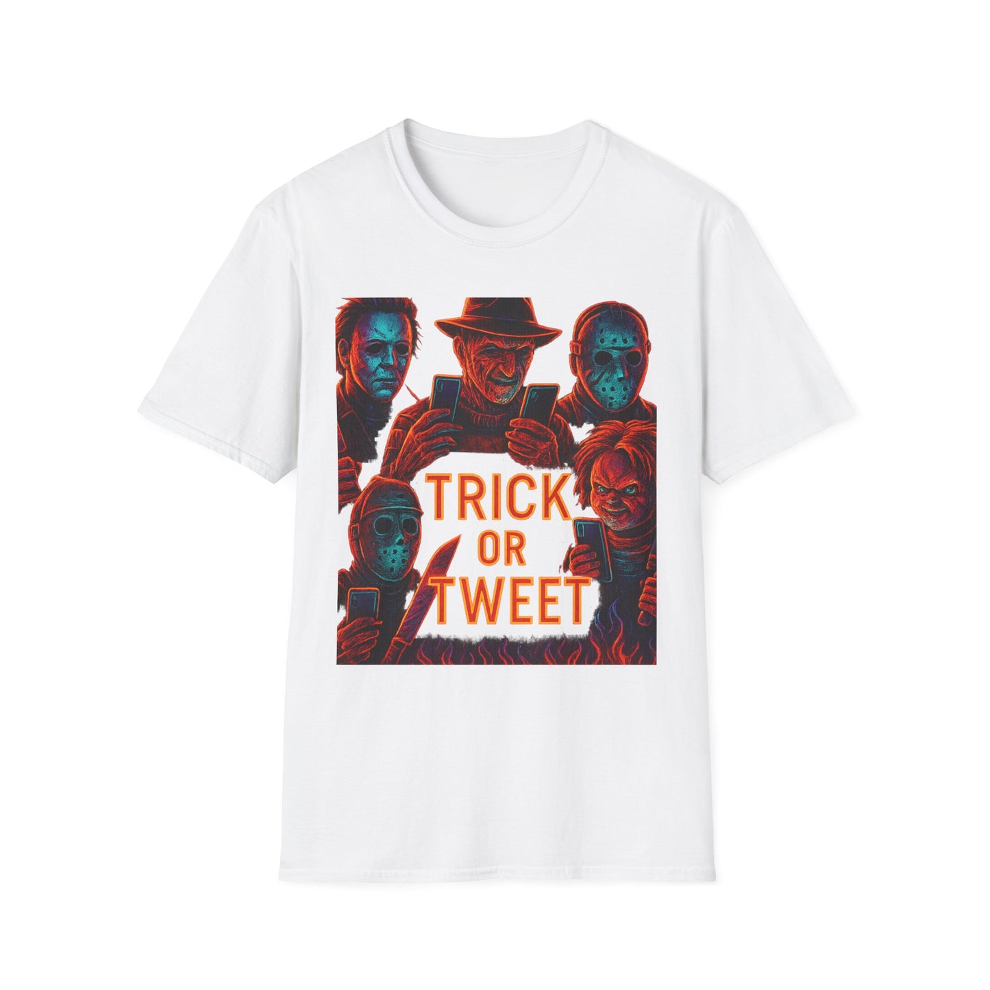 Trick or Tweet Unisex Softstyle T-Shirt, Halloween Tee, Funny Graphic Shirt, Costume Party Shirt, Fall Apparel, Spooky Style