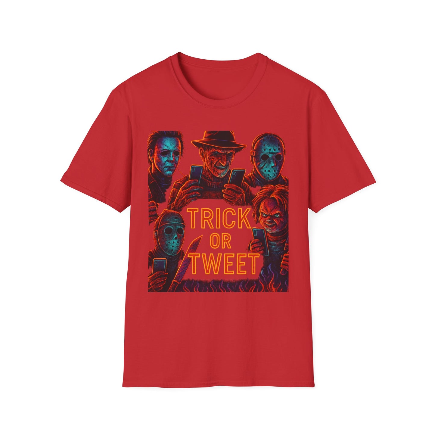 Trick or Tweet Unisex Softstyle T-Shirt, Halloween Tee, Funny Graphic Shirt, Costume Party Shirt, Fall Apparel, Spooky Style