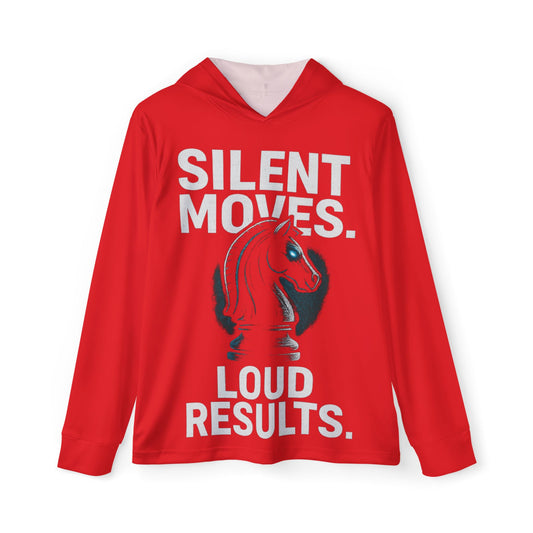 Dynamic Men’s Sports Hoodie – Silent Moves Loud Results, Workout Gear, Athletic Apparel, Gift for Fitness Lovers, Gym Apparel, Casual Wear