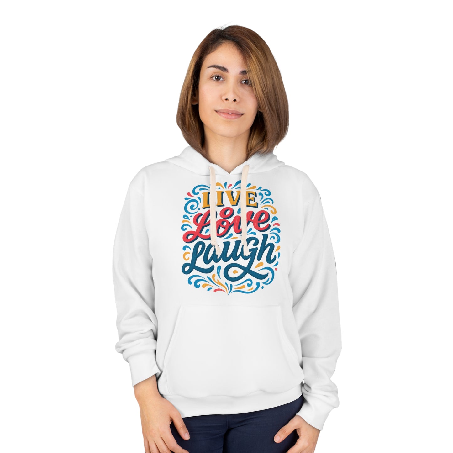 Positive Vibes Unisex Hoodie, Live Love Laugh Pullover, Motivational Sweatshirt, Gifts for Friends, Cozy Casual Wear