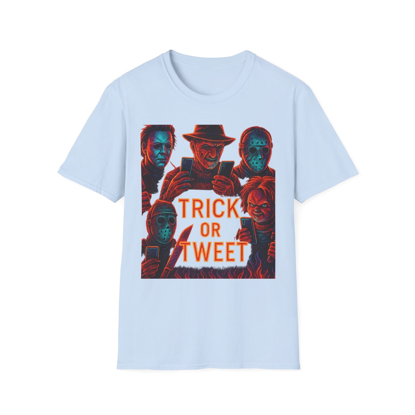 Trick or Tweet Unisex Softstyle T-Shirt, Halloween Tee, Funny Graphic Shirt, Costume Party Shirt, Fall Apparel, Spooky Style