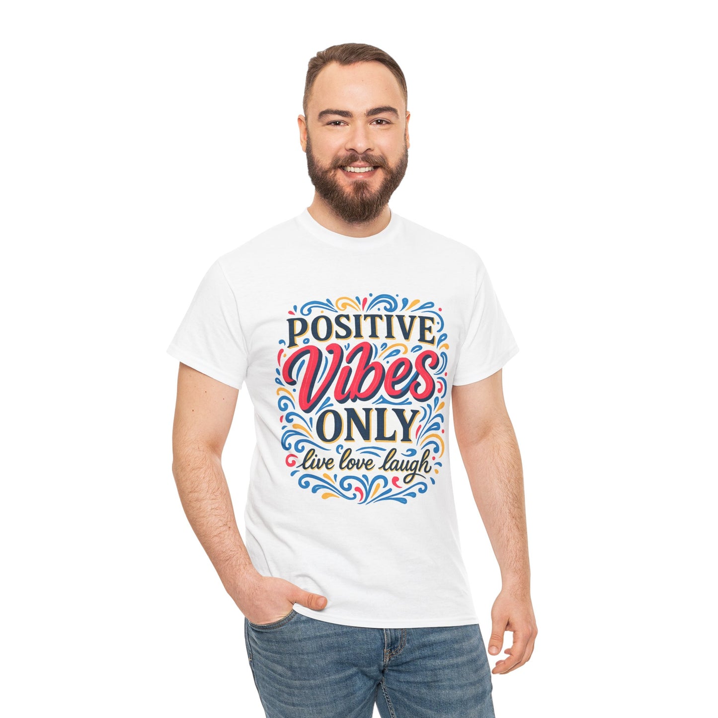 Positive Vibes Unisex Heavy Cotton Tee | Casual Wear, Gift for Friends, or Everyday Comfort