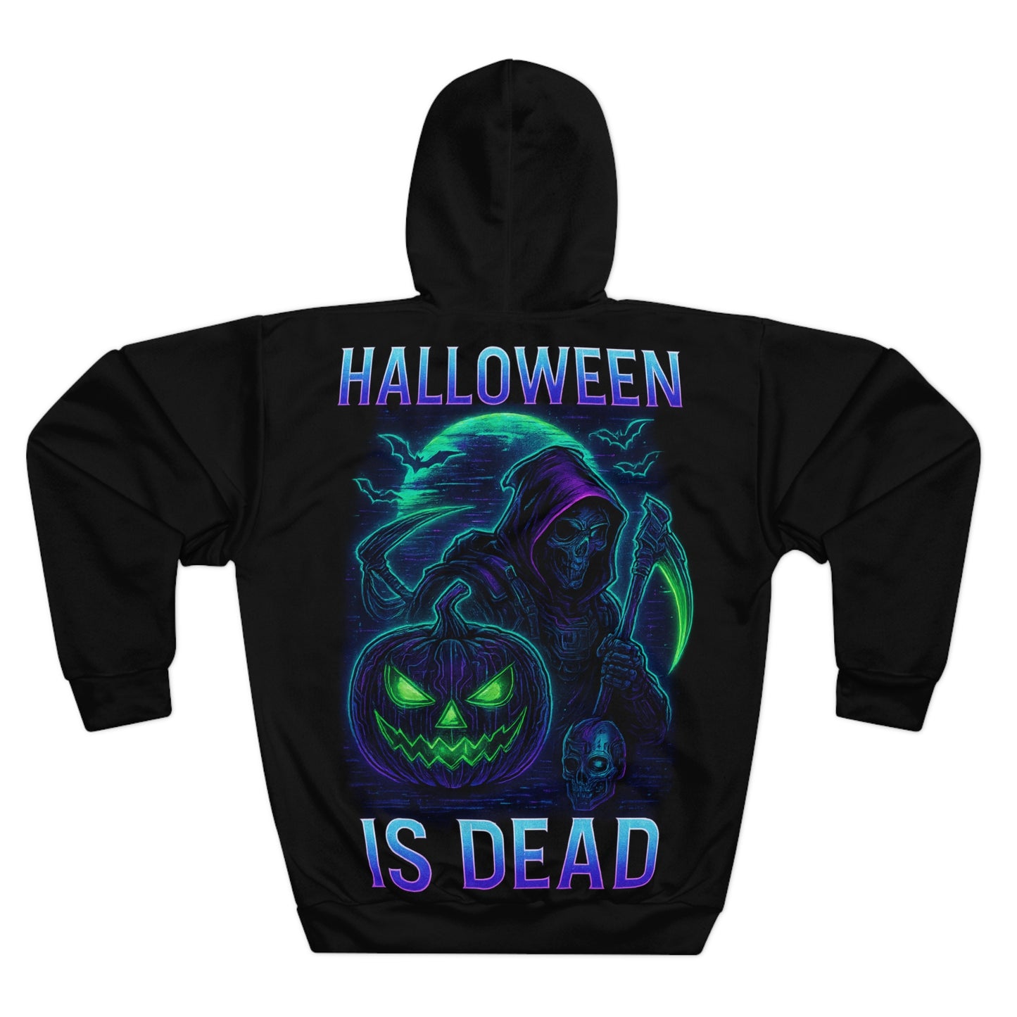 Spooky “Terminator-Halloween is Dead” Hoodie, Dual-sex Pullover, Halloween Apparel, Fall Fashion, Halloween Gift