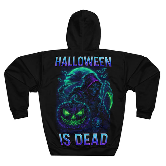 Spooky “Terminator-Halloween is Dead” Hoodie, Dual-sex Pullover, Halloween Apparel, Fall Fashion, Halloween Gift