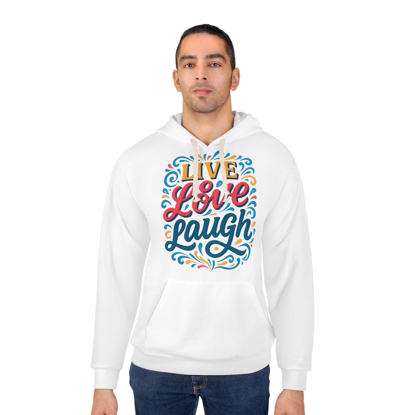 Positive Vibes Unisex Hoodie, Live Love Laugh Pullover, Motivational Sweatshirt, Gifts for Friends, Cozy Casual Wear