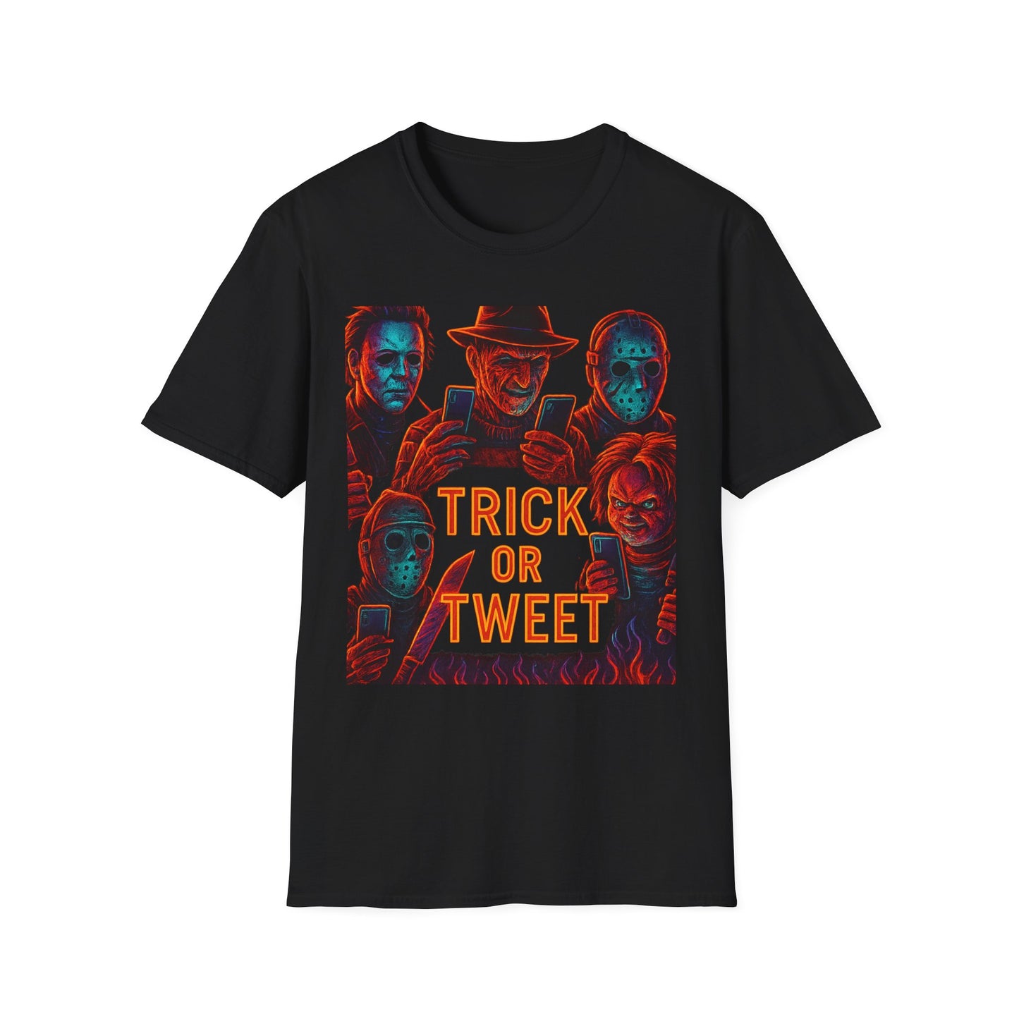 Trick or Tweet Unisex Softstyle T-Shirt, Halloween Tee, Funny Graphic Shirt, Costume Party Shirt, Fall Apparel, Spooky Style