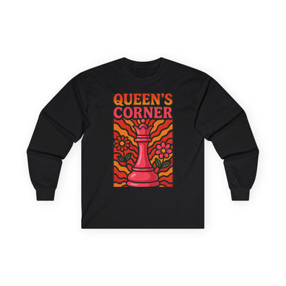Queen's Corner Long Sleeve Tee - Retro Floral Design
