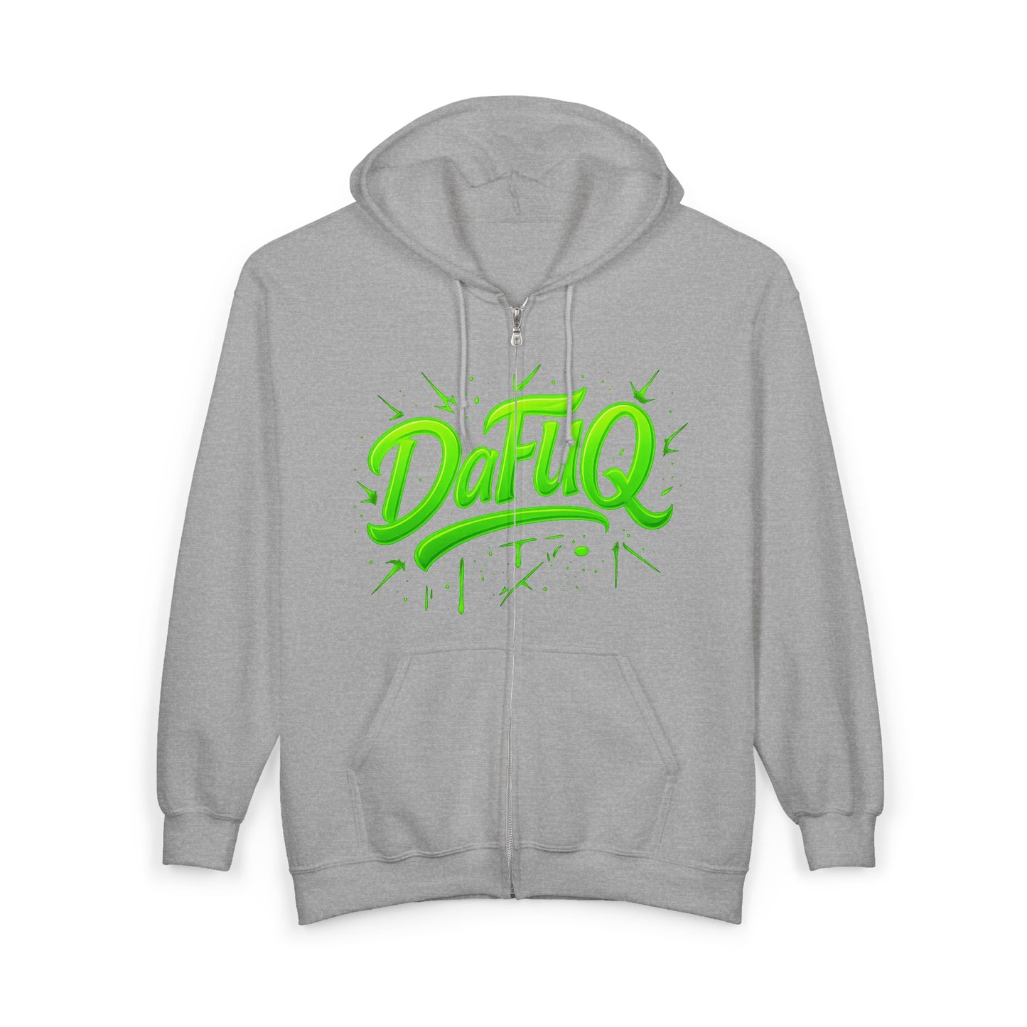 Cozy “DaFuQ” Full Zip Hoodie for All Seasons, Personalized Sweatshirt, Casual Lounge Wear, Gift for Her, Him, or Any Occasion