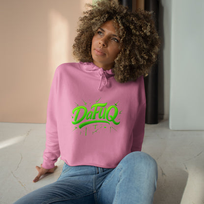 Crop Hoodie — 'DaFuq' Neon Graffiti Cropped Hoodie