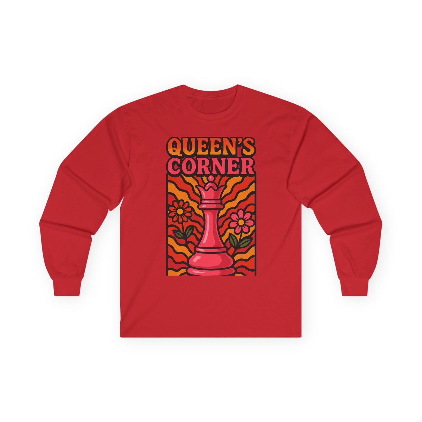 Queen's Corner Long Sleeve Tee - Retro Floral Design