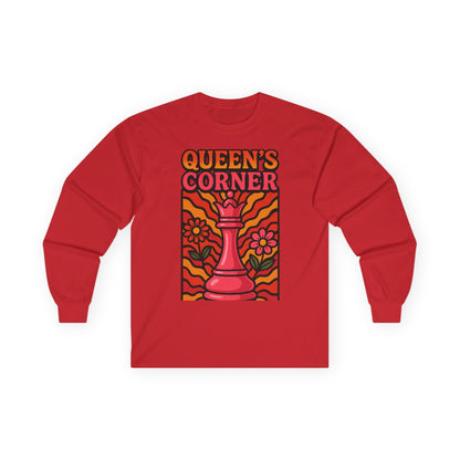 Queen's Corner Long Sleeve Tee - Retro Floral Design
