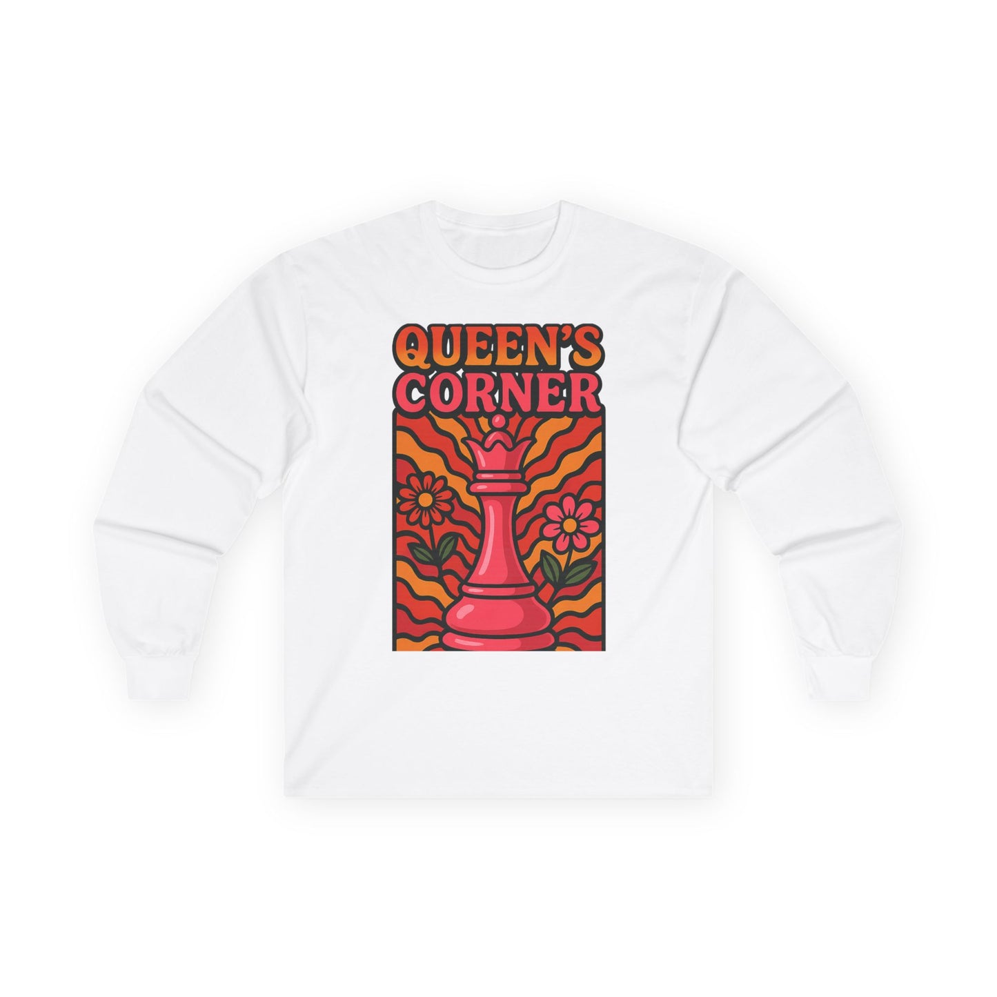 Queen's Corner Long Sleeve Tee - Retro Floral Design