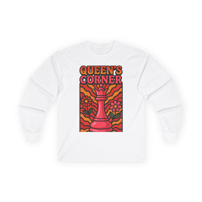 Queen's Corner Long Sleeve Tee - Retro Floral Design