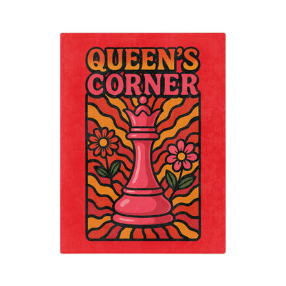 Queen's Corner Velveteen Microfiber Blanket - Cozy Chess-Inspired Decor