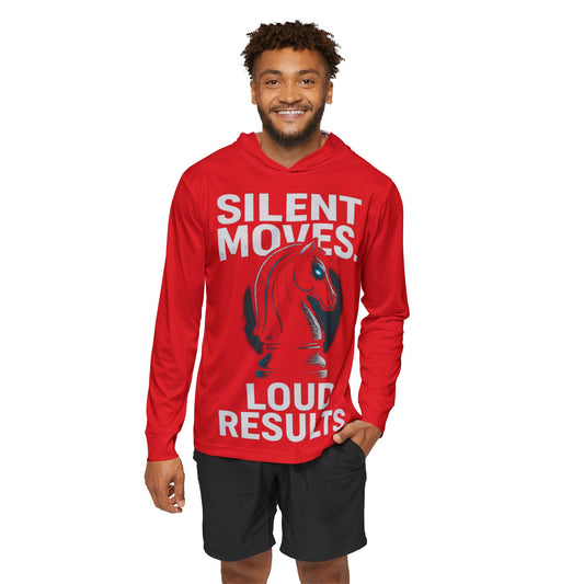 Dynamic Men’s Sports Hoodie – Silent Moves Loud Results, Workout Gear, Athletic Apparel, Gift for Fitness Lovers, Gym Apparel, Casual Wear