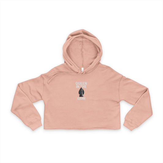 Stylish Women's Cropped Hoodie - Queen in the Game, Trendy Streetwear, Casual Outfit, Gift for Her, Cool Fitness Wear