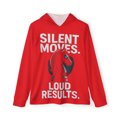 Dynamic Men’s Sports Hoodie – Silent Moves Loud Results, Workout Gear, Athletic Apparel, Gift for Fitness Lovers, Gym Apparel, Casual Wear