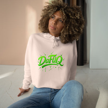 Crop Hoodie — 'DaFuq' Neon Graffiti Cropped Hoodie