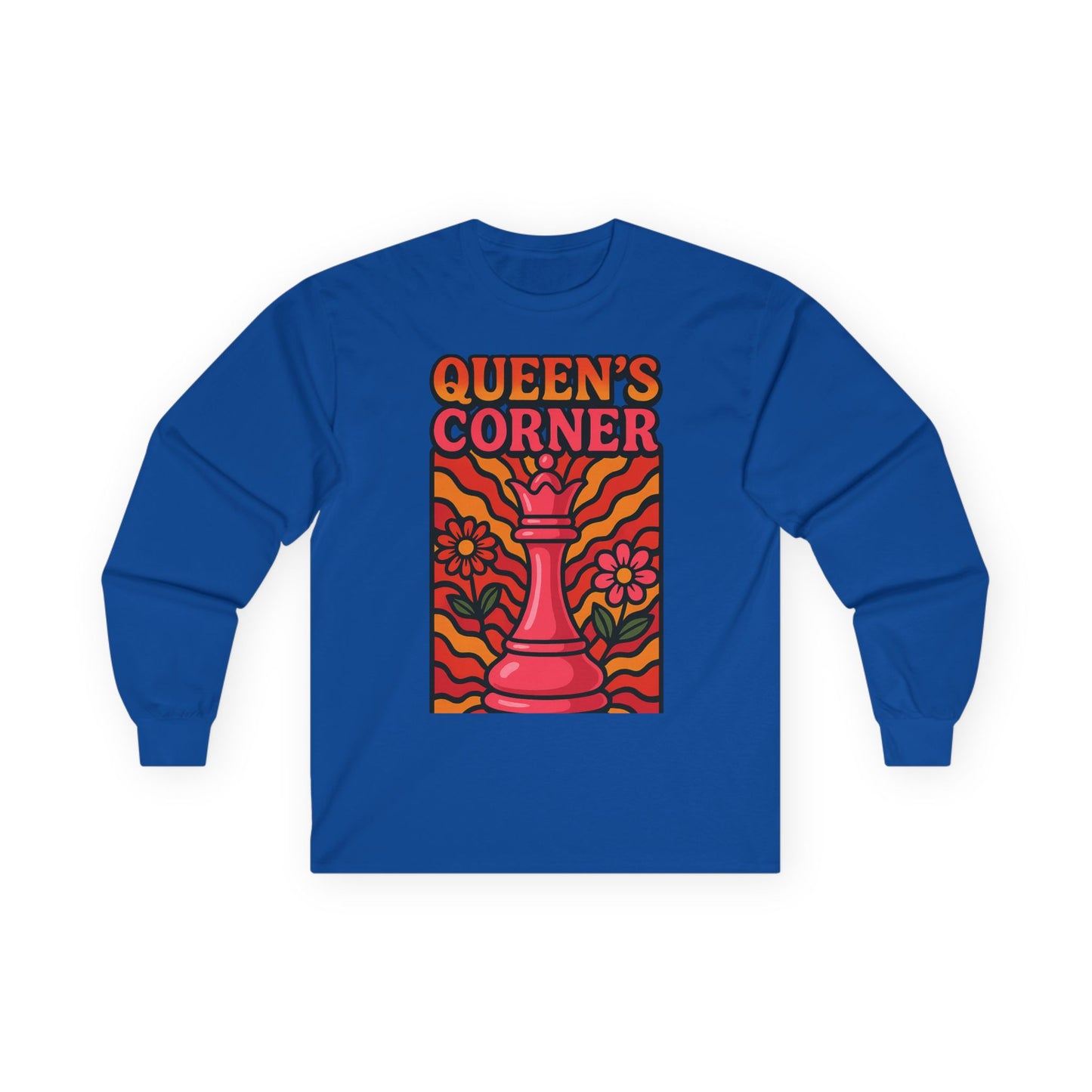 Queen's Corner Long Sleeve Tee - Retro Floral Design