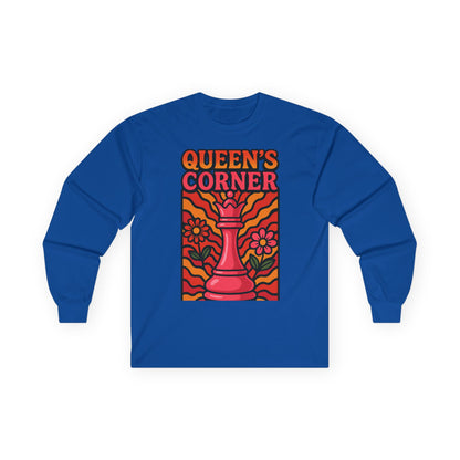 Queen's Corner Long Sleeve Tee - Retro Floral Design