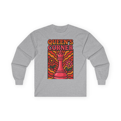 Queen's Corner Long Sleeve Tee - Retro Floral Design