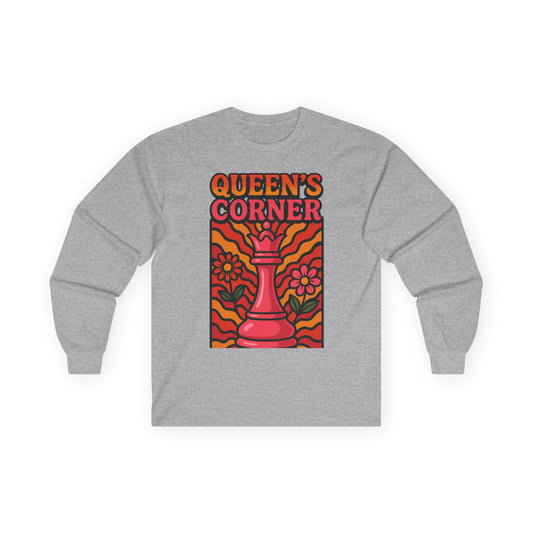 Queen's Corner Long Sleeve Tee - Retro Floral Design