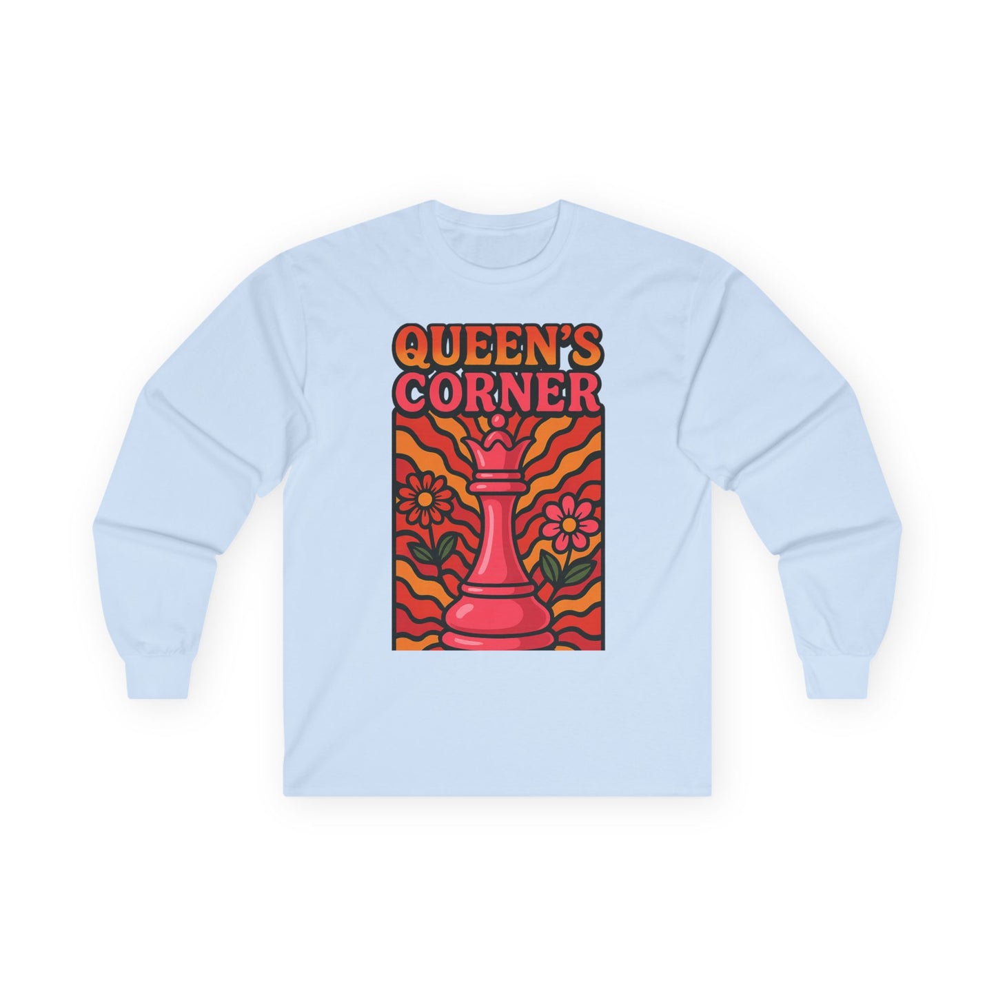 Queen's Corner Long Sleeve Tee - Retro Floral Design