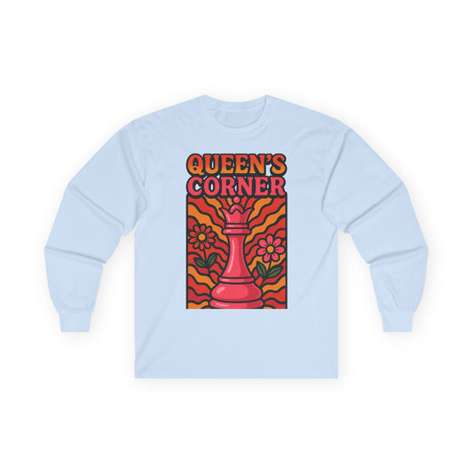 Queen's Corner Long Sleeve Tee - Retro Floral Design