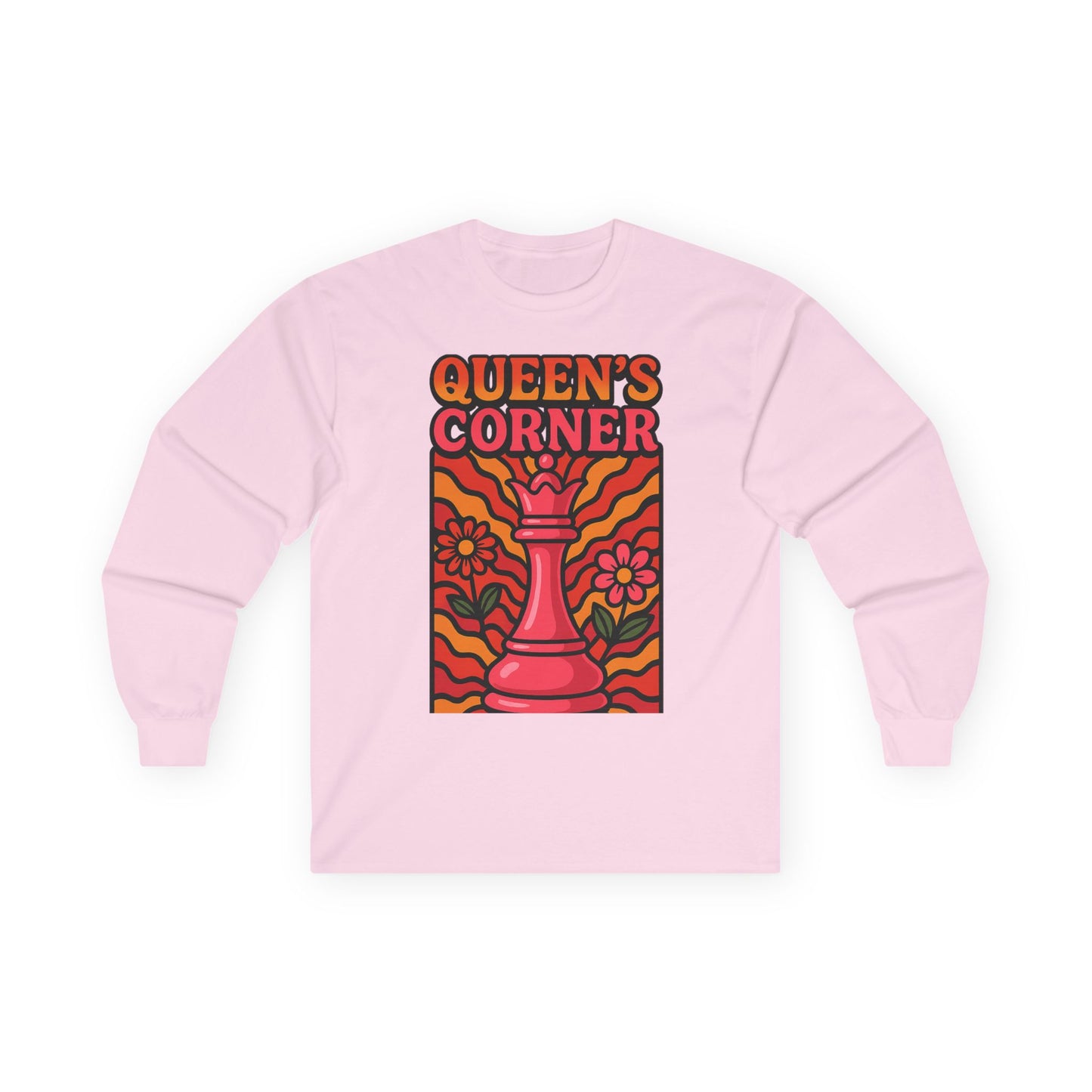 Queen's Corner Long Sleeve Tee - Retro Floral Design
