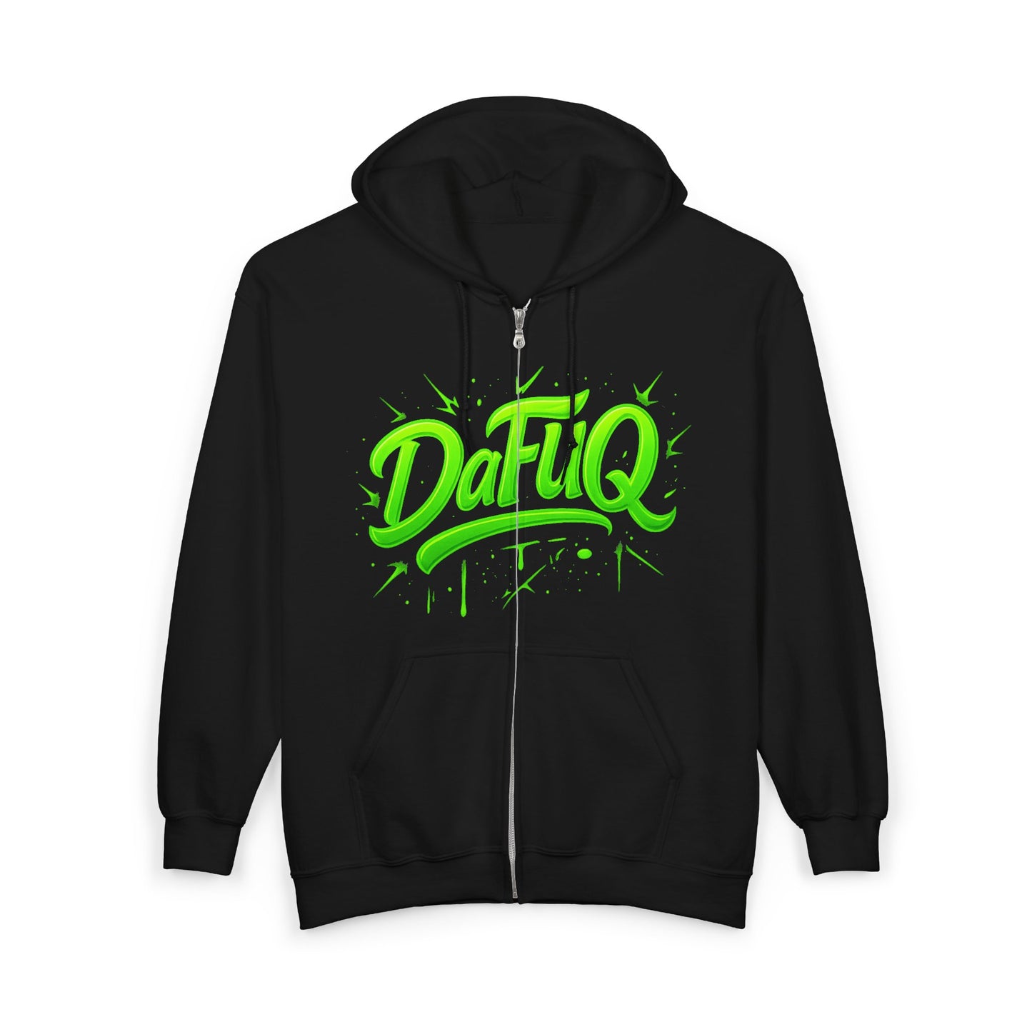 Cozy “DaFuQ” Full Zip Hoodie for All Seasons, Personalized Sweatshirt, Casual Lounge Wear, Gift for Her, Him, or Any Occasion