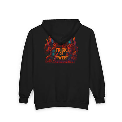 Trick or Treat Hooded Sweatshirt, Halloween Hoodie, Unisex Zip Up, Spooky Style, Fall Fashion, Cosplay Costume