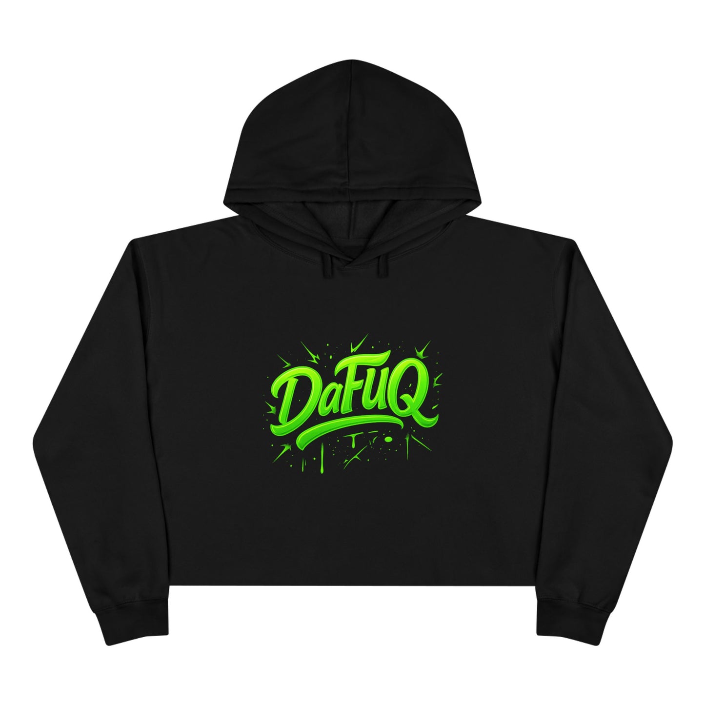 Crop Hoodie — 'DaFuq' Neon Graffiti Cropped Hoodie