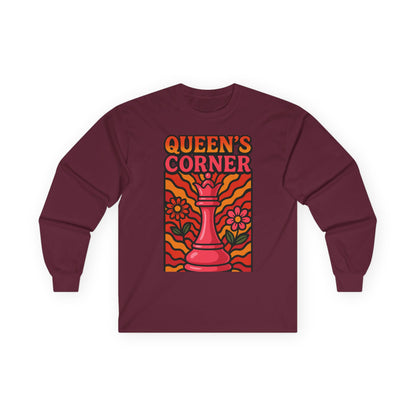 Queen's Corner Long Sleeve Tee - Retro Floral Design