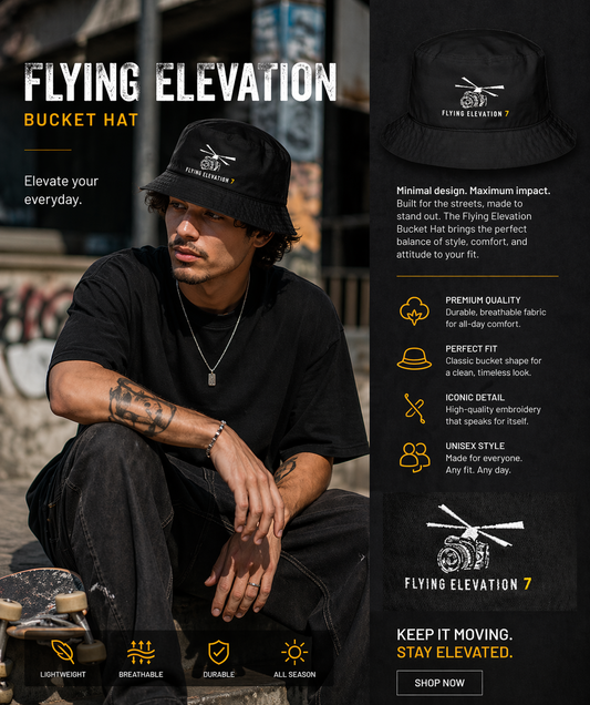Flying Elevation Bucket Hat – Premium Embroidered Streetwear Essential